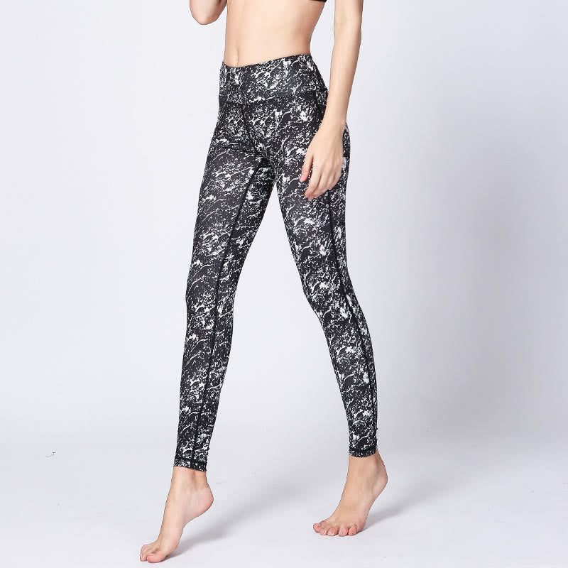 Buddha Stones Camo Print Sports Fitness Yoga High Waist Leggings Women's Yoga Pants - Black White - US8-10,UK/AU12-14,EU40-42 (XL) - image 6