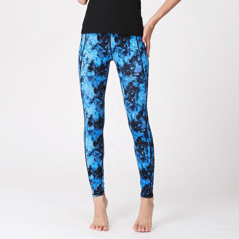 Buddha Stones Camo Print Sports Fitness Yoga High Waist Leggings Women's Yoga Pants - Blue Black - US8-10,UK/AU12-14,EU40-42 (XL) - image 9