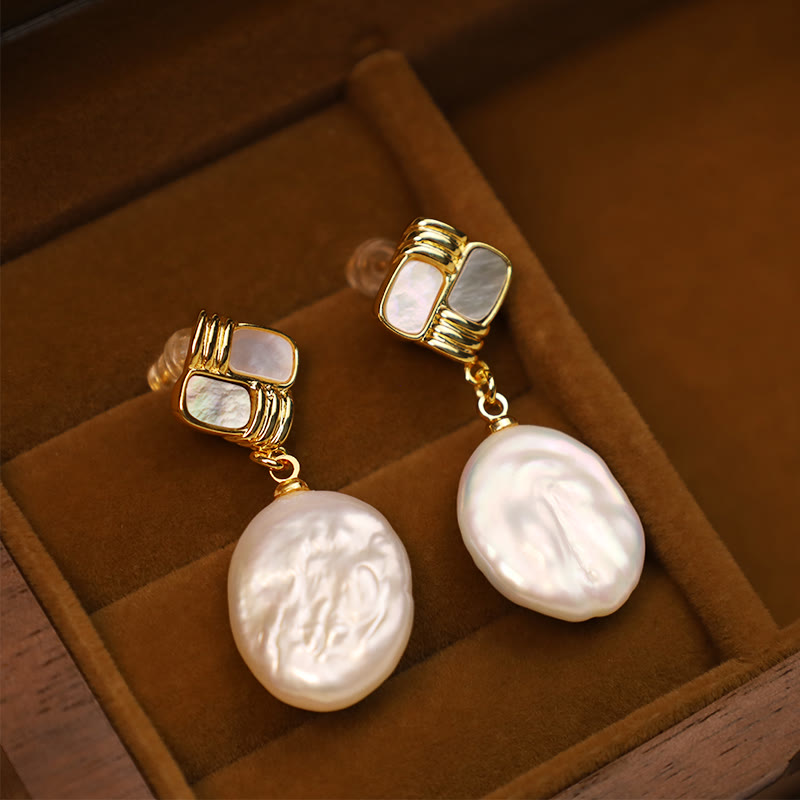 Buddha Stones 925 Sterling Silver Posts Copper Plated Gold Natural Baroque Pearl Healing Drop Earrings - White Baroque Pearl (925 Sterling Silver Posts) - image 6