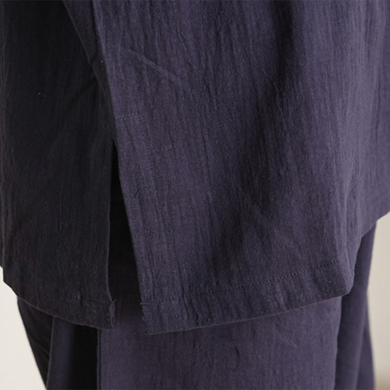 Buddha Stones 2Pcs V-Neck Three Quarter Sleeve Shirt Top Pants Meditation Zen Tai Chi Cotton Linen Clothing Women's Set - image 16