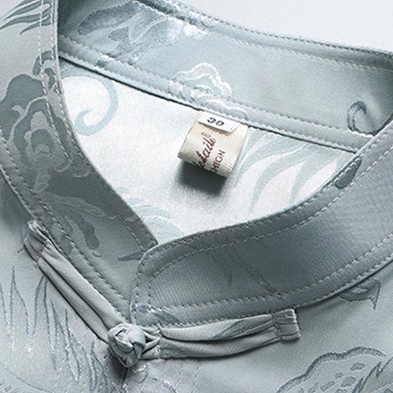 Buddha Stones Dragon Pattern Tang Suit Hanfu Traditional Uniform Short Sleeve Top Pants Clothing Men's Set - image 3