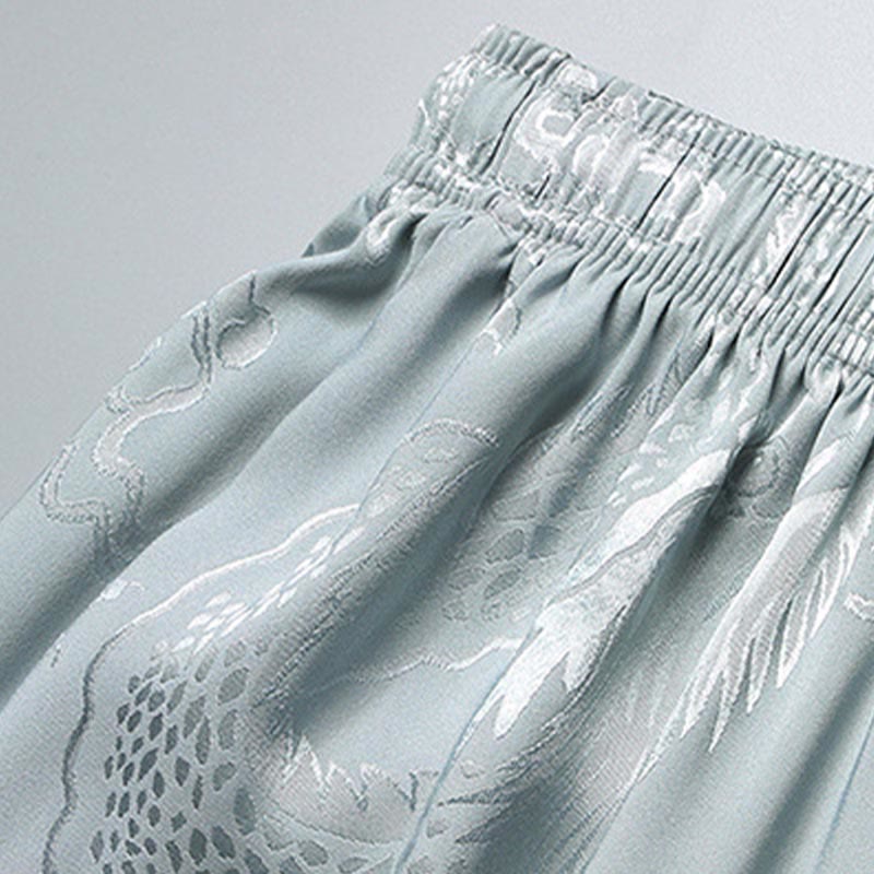 Buddha Stones Dragon Pattern Tang Suit Hanfu Traditional Uniform Short Sleeve Top Pants Clothing Men's Set - image 9