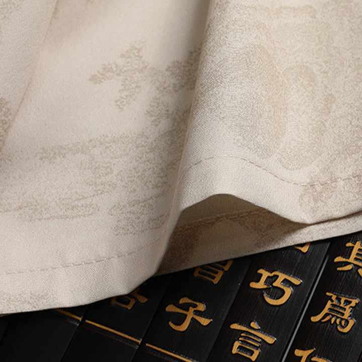 Buddha Stones Mountains Trees Tang Suit Hanfu Traditional Uniform Short Sleeve Top Pants Clothing Men's Set - image 9