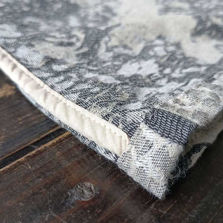 Buddha Stones Black Gray Print Frog-button Design Long Sleeve Cotton Linen Jacket Shirt With Pockets - image 11