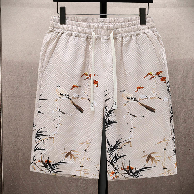 Buddha Stones Landscape Coconut Trees Magpie Pattern Short Sleeve Shorts Men's Set - image 16