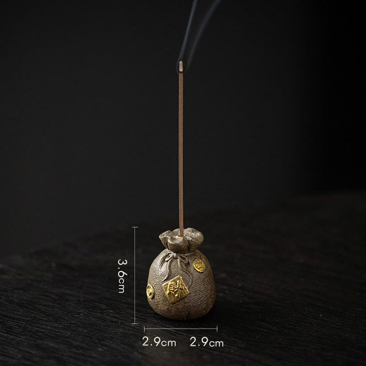 Buddha Stones Small Treasure Bowl Lucky Bag Bagua Tray Healing Ceramic Stick Incense Burner Decoration