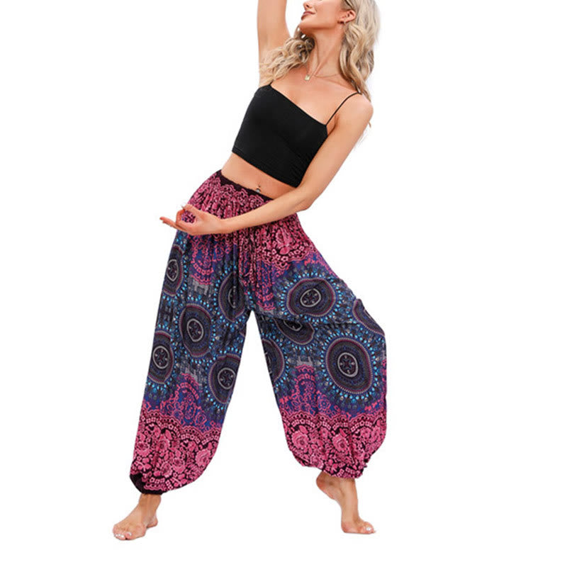 Buddha Stones Casual Loose Compass Pattern Harem Trousers Women's Yoga Pants - image 3