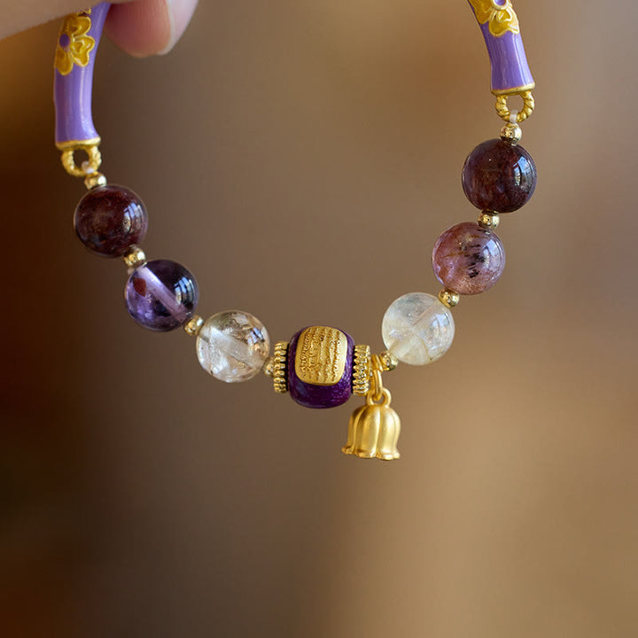 Buddha Stones Purple Phantom Purple Jade Scripture Citrine Love Wisdom Bracelet Bangle - image 3