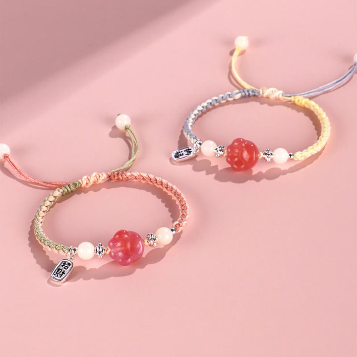 Buddha Stones Yanyuan Agate Cat Claw Paw White Bodhi Seed Fu Character Positive Braided Rope Bracelet - image 14