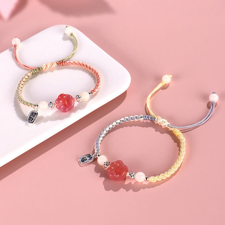 Buddha Stones Yanyuan Agate Cat Claw Paw White Bodhi Seed Fu Character Positive Braided Rope Bracelet - image 2