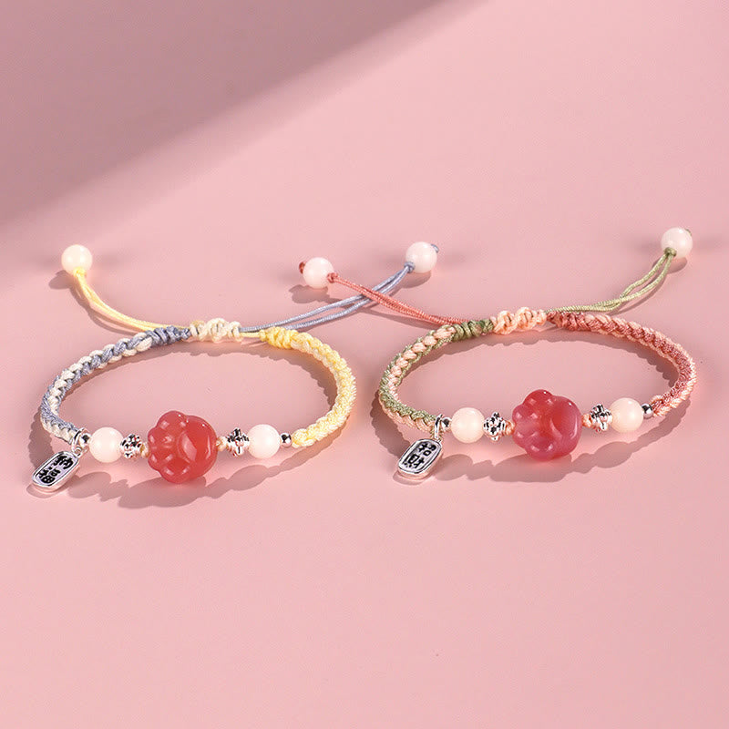 Buddha Stones Yanyuan Agate Cat Claw Paw White Bodhi Seed Fu Character Positive Braided Rope Bracelet - image 12