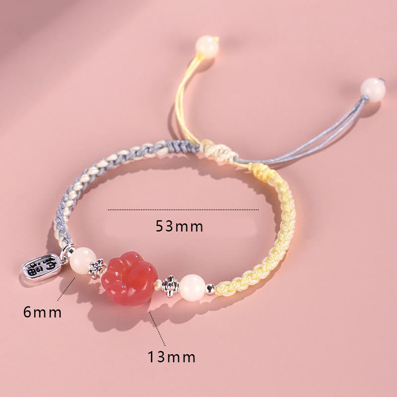 Buddha Stones Yanyuan Agate Cat Claw Paw White Bodhi Seed Fu Character Positive Braided Rope Bracelet - image 8