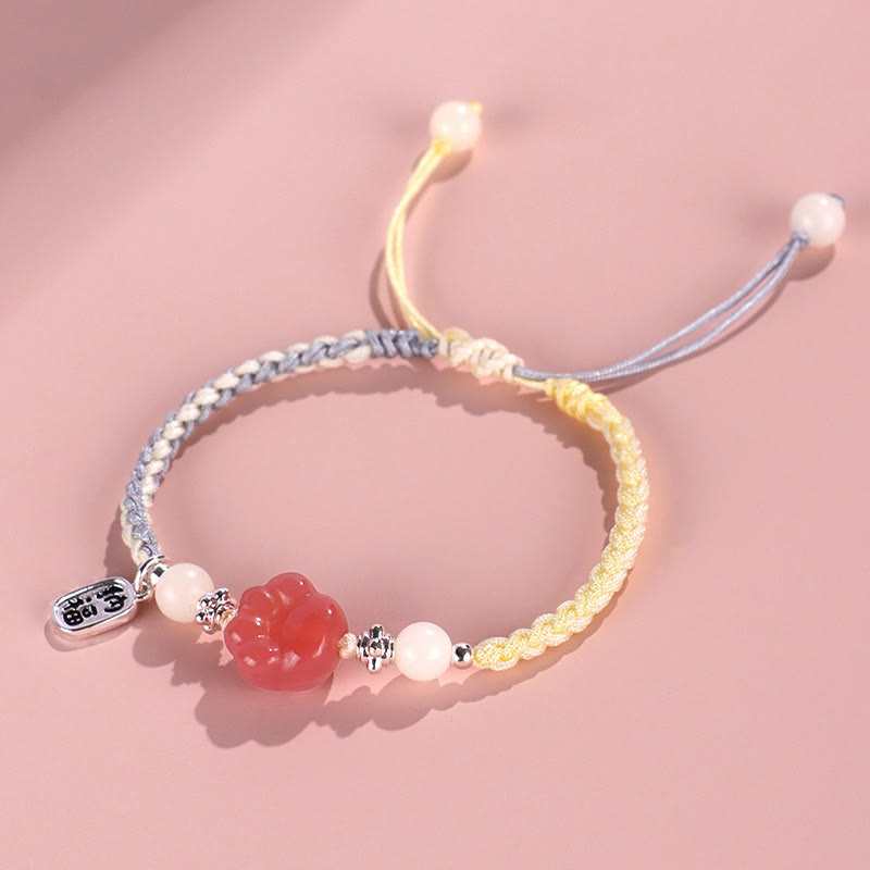 Buddha Stones Yanyuan Agate Cat Claw Paw White Bodhi Seed Fu Character Positive Braided Rope Bracelet - image 4