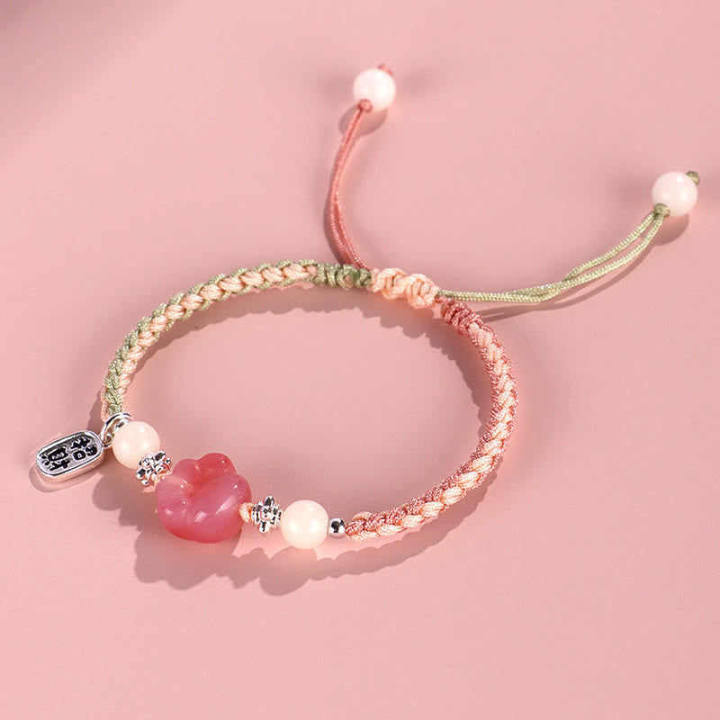 Buddha Stones Yanyuan Agate Cat Claw Paw White Bodhi Seed Fu Character Positive Braided Rope Bracelet - image 11