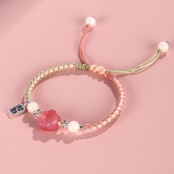 Buddha Stones Yanyuan Agate Cat Claw Paw White Bodhi Seed Fu Character Positive Braided Rope Bracelet - image 11