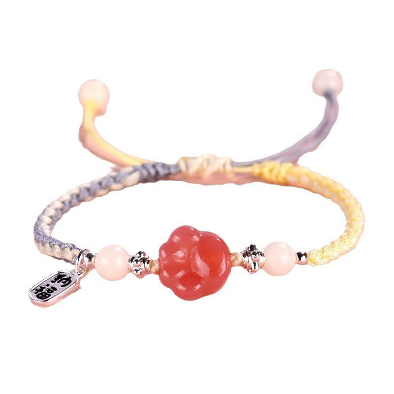 Buddha Stones Yanyuan Agate Cat Claw Paw White Bodhi Seed Fu Character Positive Braided Rope Bracelet - image 9