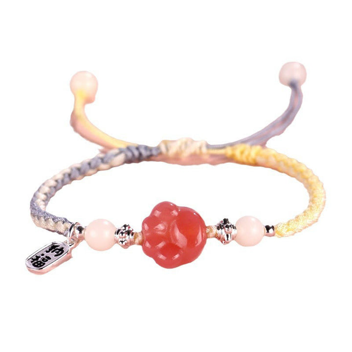 Buddha Stones Yanyuan Agate Cat Claw Paw White Bodhi Seed Fu Character Positive Braided Rope Bracelet - image 9