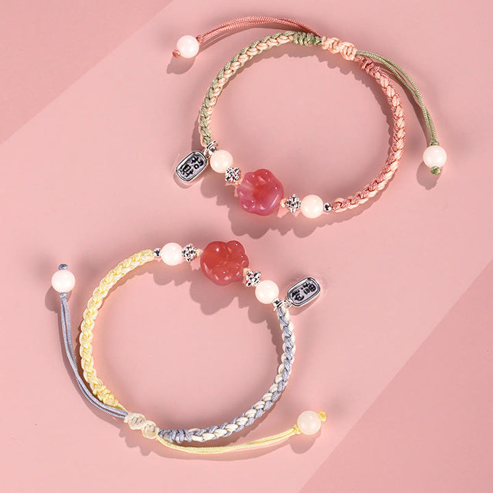 Buddha Stones Yanyuan Agate Cat Claw Paw White Bodhi Seed Fu Character Positive Braided Rope Bracelet - image 13