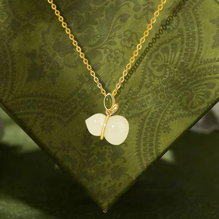 Buddha Stones 925 Sterling Silver Hetian Jade Gourd Abundance Necklace Pendant - image 10