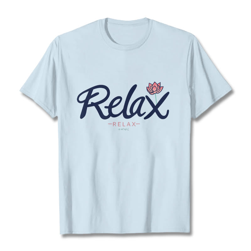 Buddha Stones RELAX Lotus Tee T-shirt - LightCyan - 2XL - image 1