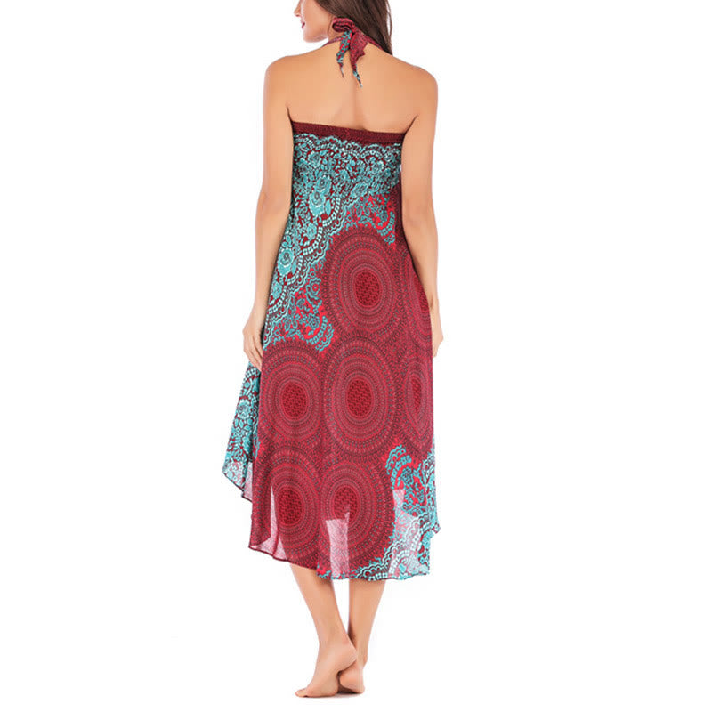 Buddha Stones Two Style Wear Bohemian Compass Rose Flower Lace-up Skirt Dress - image 43