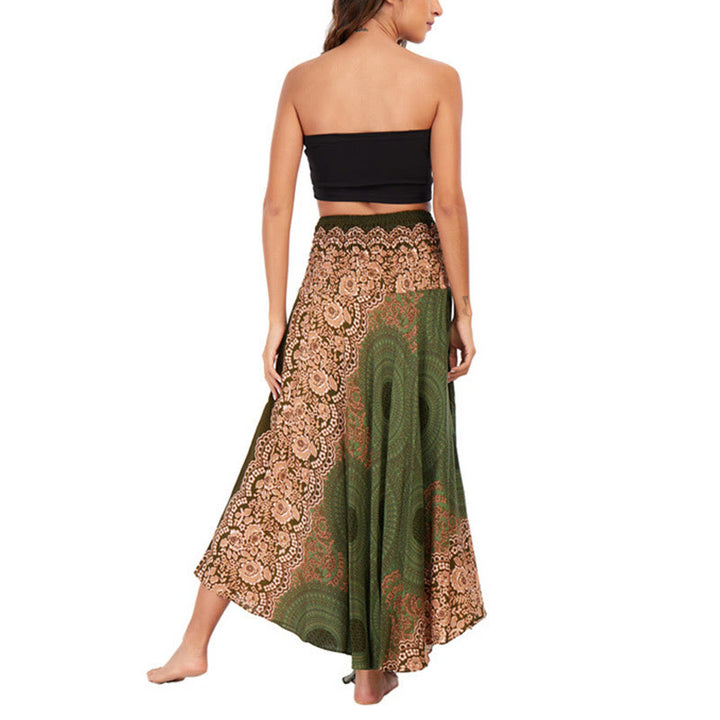 Buddha Stones Two Style Wear Bohemian Compass Rose Flower Lace-up Skirt Dress - image 23