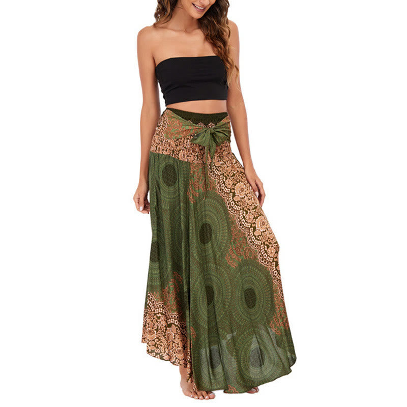 Buddha Stones Two Style Wear Bohemian Compass Rose Flower Lace-up Skirt Dress - image 24