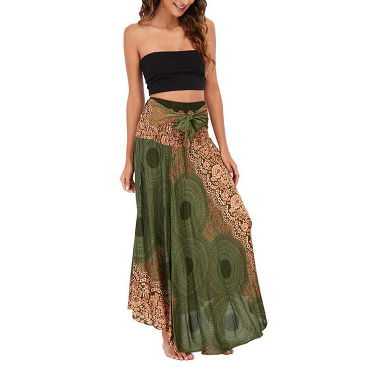 Buddha Stones Two Style Wear Bohemian Compass Rose Flower Lace-up Skirt Dress - image 24