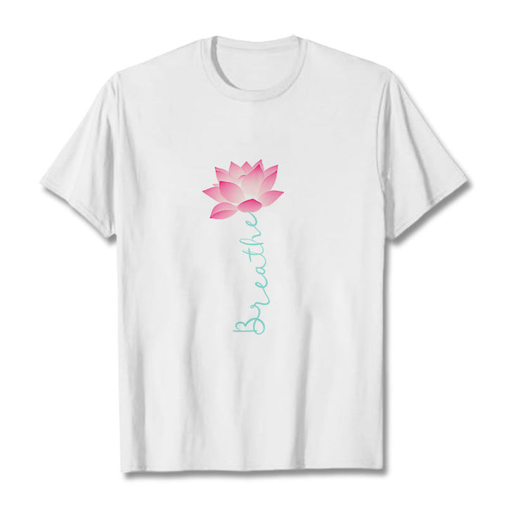 Buddha Stones BREATHE Lotus Tee T-shirt - White - 2XL - image 1