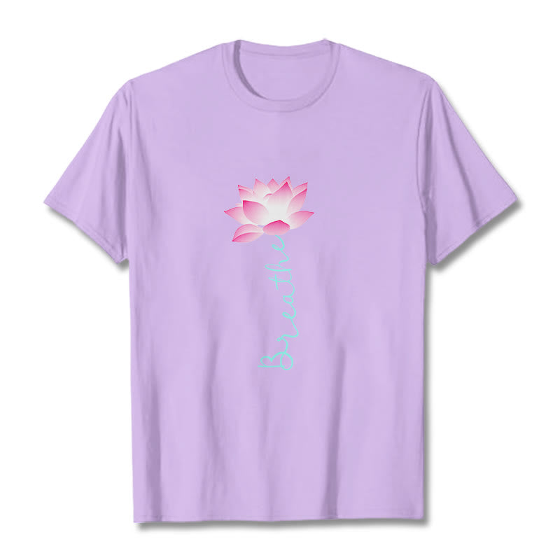 Buddha Stones BREATHE Lotus Tee T-shirt - Plum - 2XL - image 16