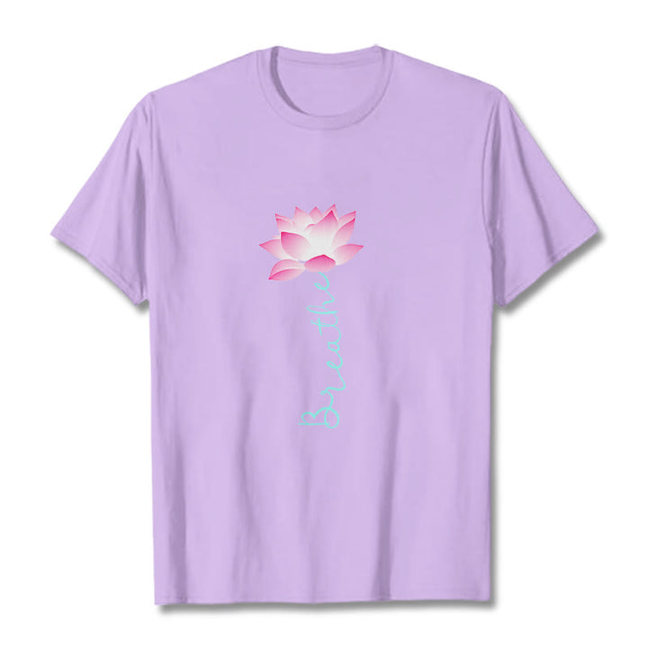Buddha Stones BREATHE Lotus Tee T-shirt - Plum - 2XL - image 16
