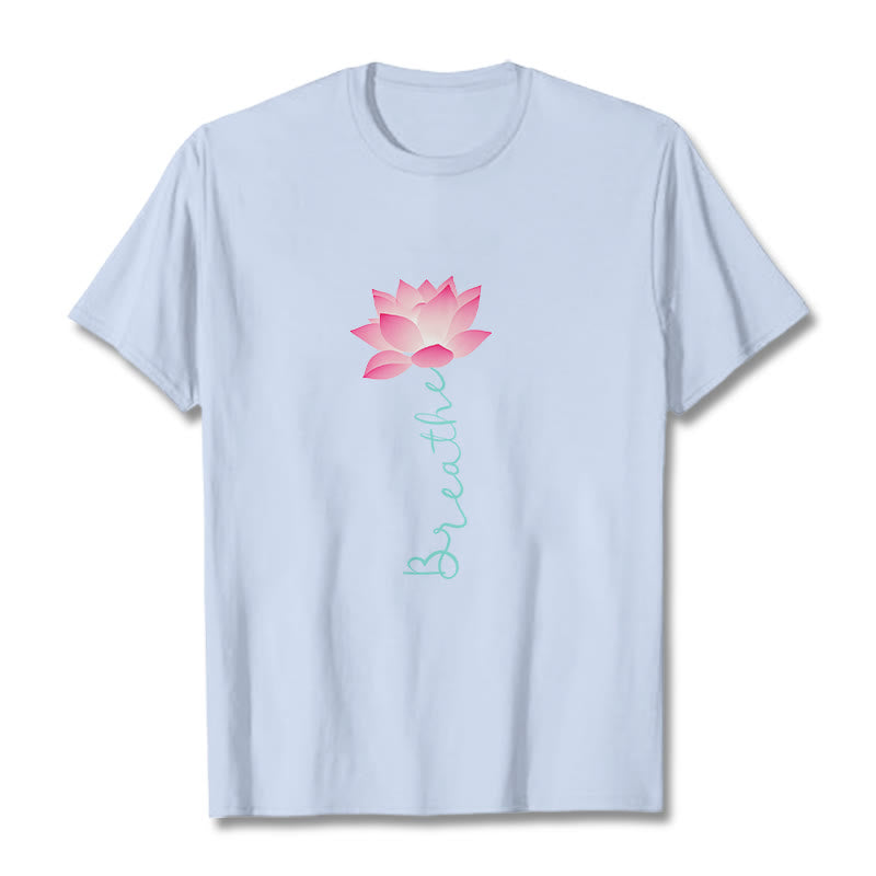 Buddha Stones BREATHE Lotus Tee T-shirt - LightCyan - 2XL - image 18