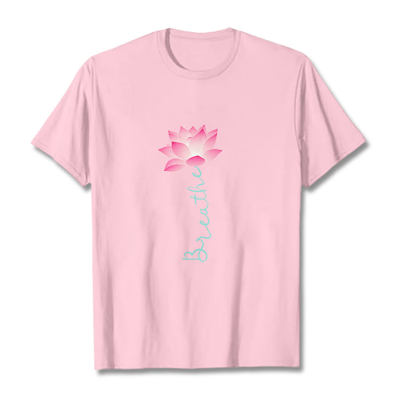 Buddha Stones BREATHE Lotus Tee T-shirt - LightPink - 2XL - image 12