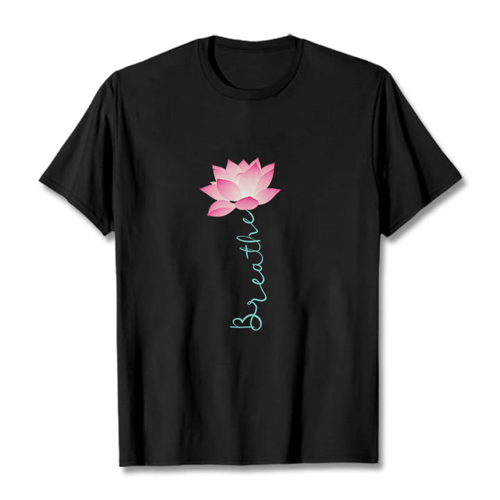 Buddha Stones BREATHE Lotus Tee T-shirt - Black - 2XL - image 4
