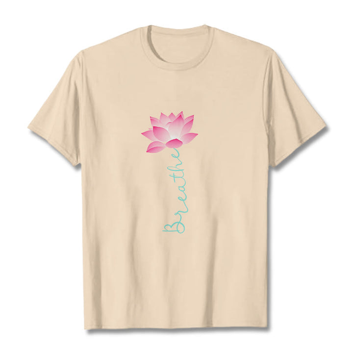 Buddha Stones BREATHE Lotus Tee T-shirt - Bisque - 2XL - image 8