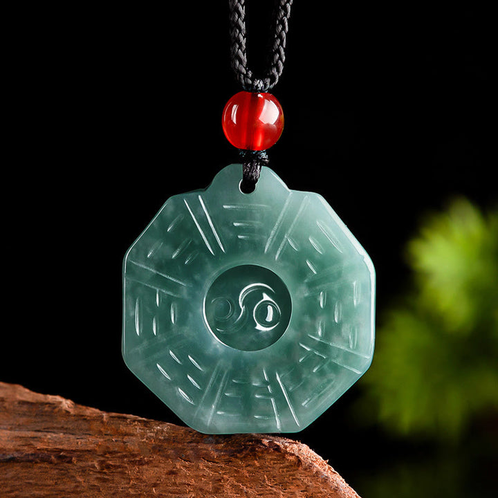 Buddha Stones Natural Jade FengShui Bagua Yin Yang Prosperity Necklace Pendant - Jade(Prosperity♥Abundance) - image 1