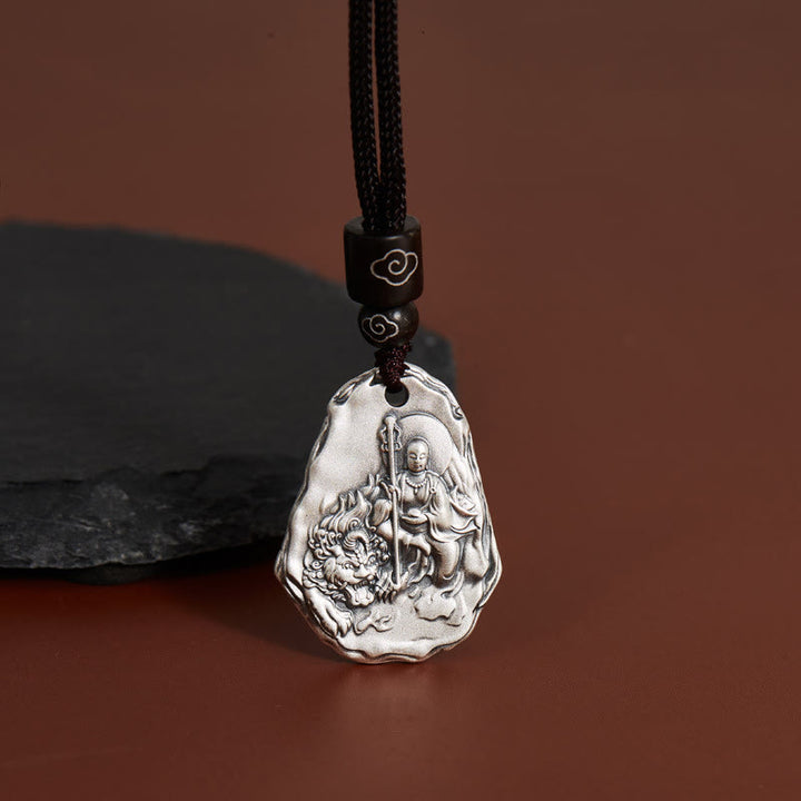 Buddha Stones 999 Sterling Silver Ksitigarbha Buddha Zakiram Goddess Necklace Pendant - Ksitigarbha Buddha - image 0