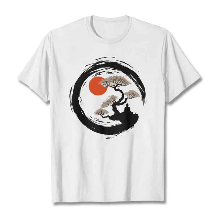 Buddha Stones Red Sun Pine Zen Circle Meditation Buddha Tee T-shirt - White - 2XL - image 6