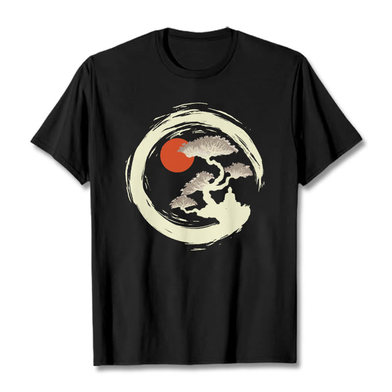 Buddha Stones Red Sun Pine Zen Circle Meditation Buddha Tee T-shirt - Black - 2XL - image 1