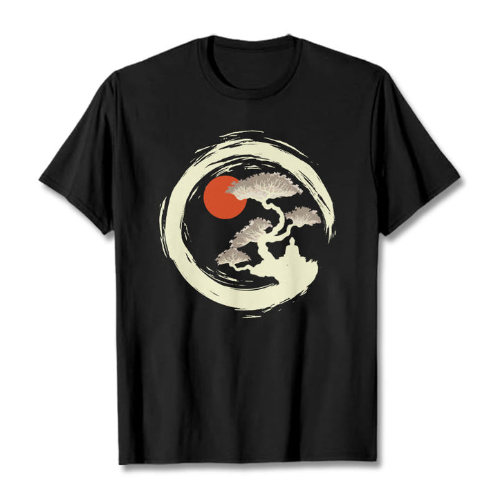 Buddha Stones Red Sun Pine Zen Circle Meditation Buddha Tee T-shirt - Black - 2XL - image 1