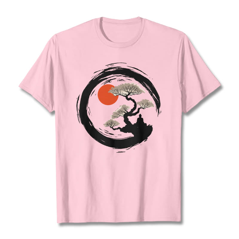 Buddha Stones Red Sun Pine Zen Circle Meditation Buddha Tee T-shirt - LightPink - 2XL - image 13