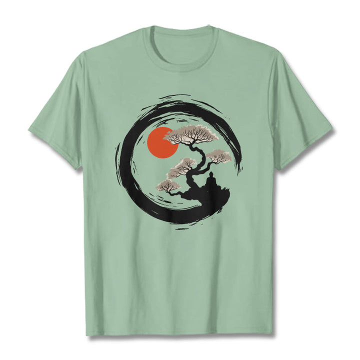 Buddha Stones Red Sun Pine Zen Circle Meditation Buddha Tee T-shirt - PaleGreen - 2XL - image 15