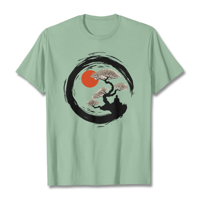 Buddha Stones Red Sun Pine Zen Circle Meditation Buddha Tee T-shirt - PaleGreen - 2XL - image 15