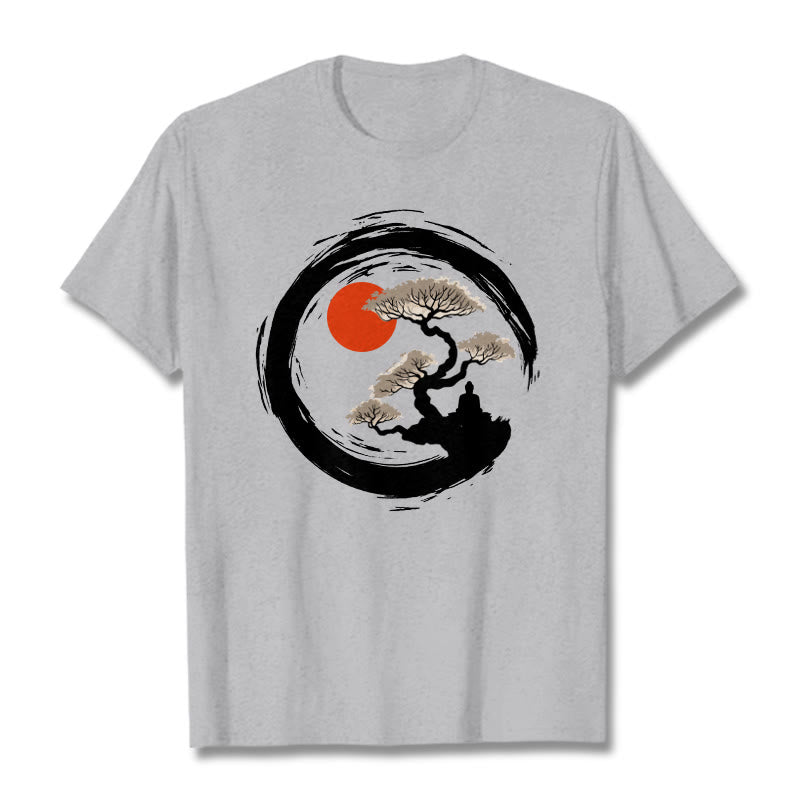 Buddha Stones Red Sun Pine Zen Circle Meditation Buddha Tee T-shirt - LightGrey - 2XL - image 20
