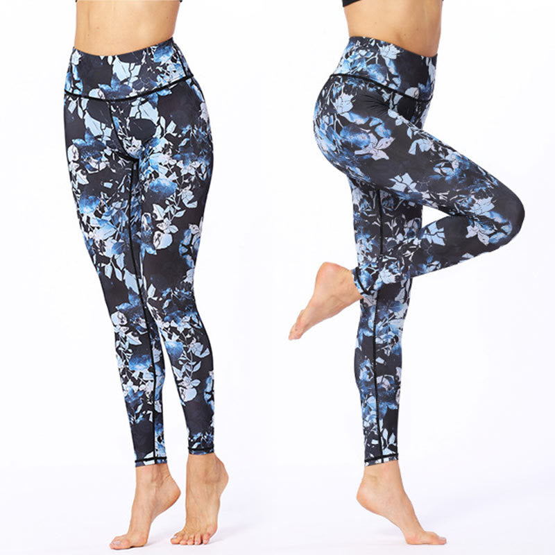 Buddha Stones Simple Leaves Print Sports Fitness Leggings Women's Yoga Pants - image 2