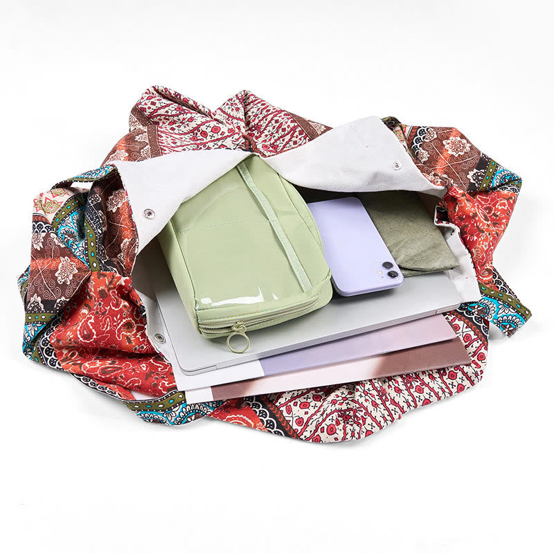 Buddha Stones Colored Stripes Pattern Cotton Shoulder Bag - image 6