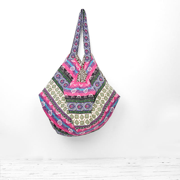 Buddha Stones Colored Stripes Pattern Cotton Shoulder Bag - image 12