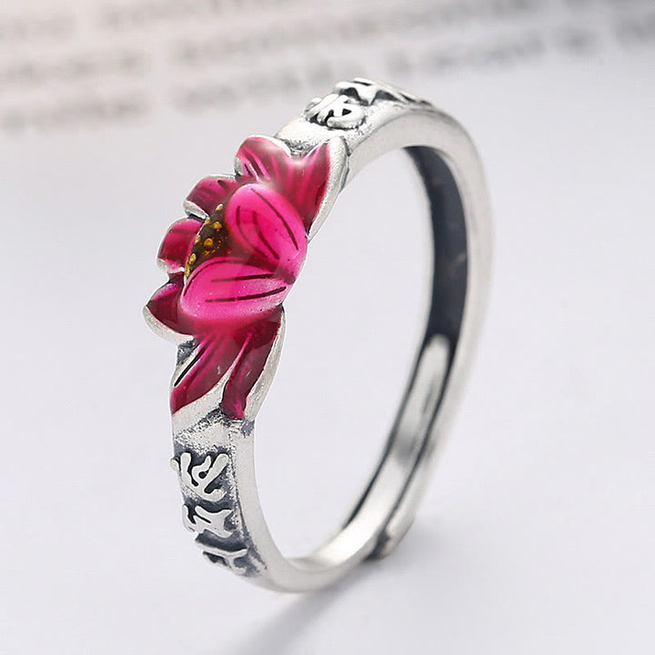 Buddha Stones 925 Sterling Silver Om Mani Padme Hum Lotus Relief Peace Ring - image 8