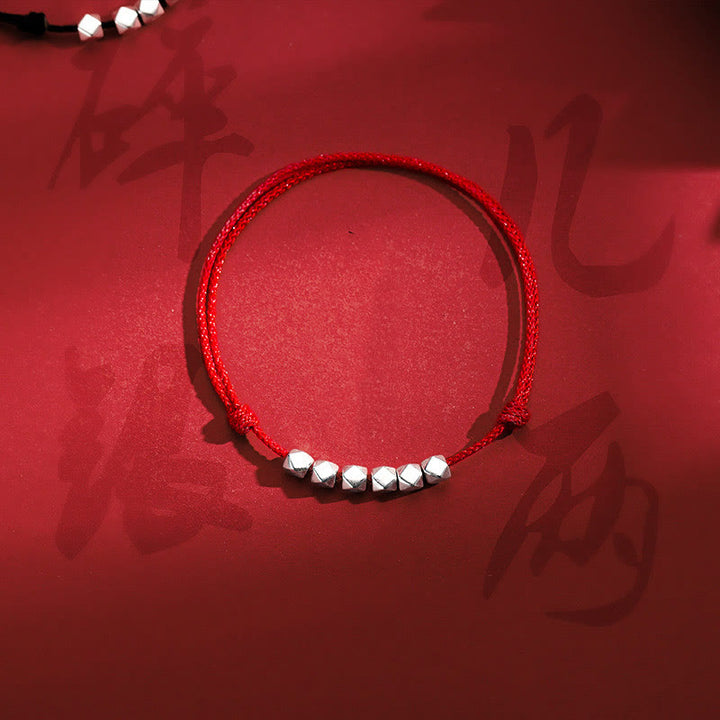 Buddha Stones 925 Sterling Silver Beads Luck Protection Braid Rope Anklet - image 8