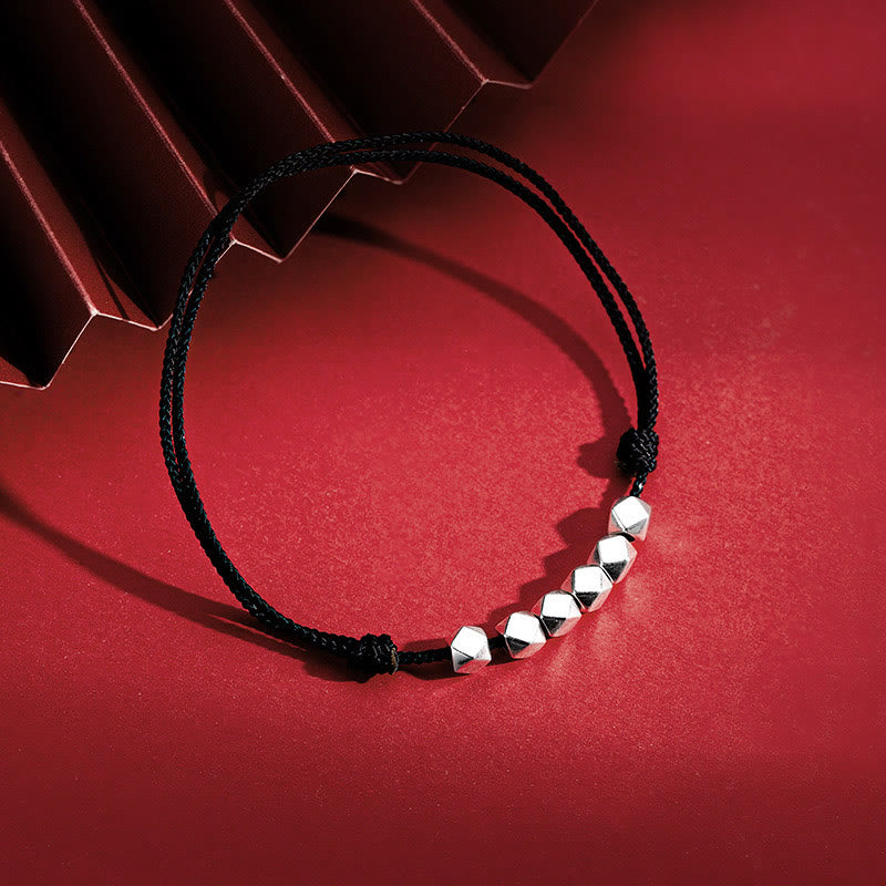 Buddha Stones 925 Sterling Silver Beads Luck Protection Braid Rope Anklet - image 11